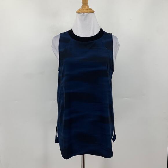 Athleta Tank Top Womens M Medium Navy Black Zephyr Printed Sleeveless Crew Neck - Picture 2 of 13